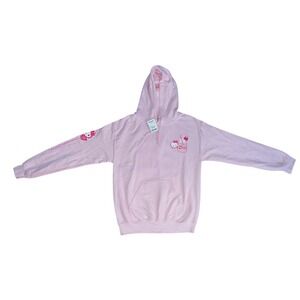 Hello Kitty Sanrio Hoodie Womens S Baby Pink Hooded Sweatshirt Strawberry Milk
